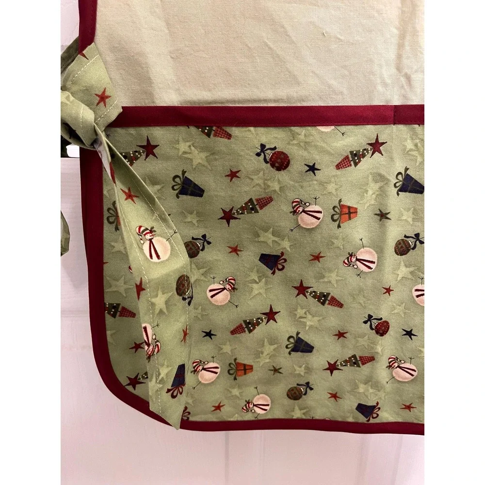 Handmade Christmas Print Apron: Santa Kitchen Apron, Adult XS-XL